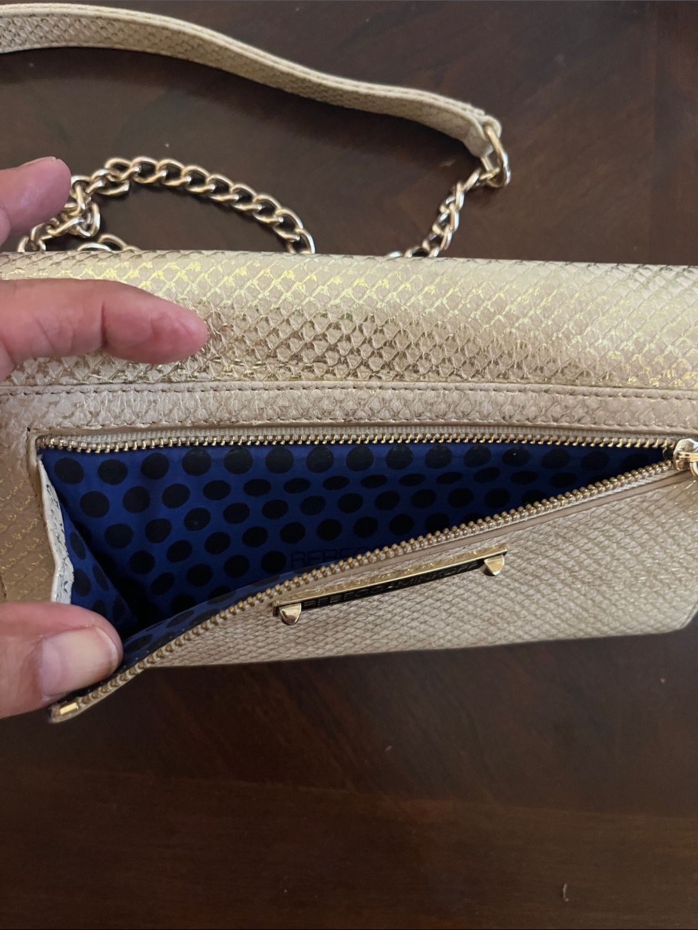 Rebecca Minkoff Metallic Gold Beige Envelope Crossbody - Picture 4 of 5